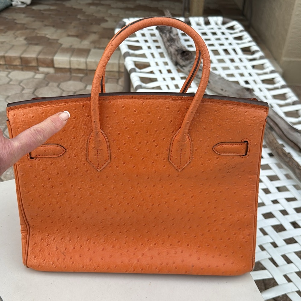 Hermes Tangerine Ostrich Birkin 35 Palladium Hardware, 2004 - Picture 6 of 12